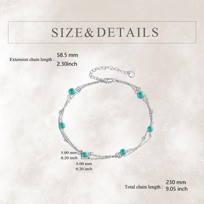 CRMAD Turquoise Bracelet for Women Sterling Silver Beach Jewelry Gift for Women (turquoise, bracelet 7+2'')