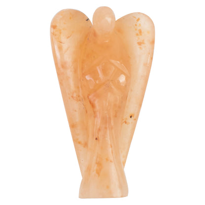 "Red Aventurine Gemstone Guardian Angel Healing Crystal, Hand Carved Pocket Angel Figurine Handmade Mini Statue for Love, Peace & Healing, Crystals for Positive Energy, Natural Gemstone Figurine"
