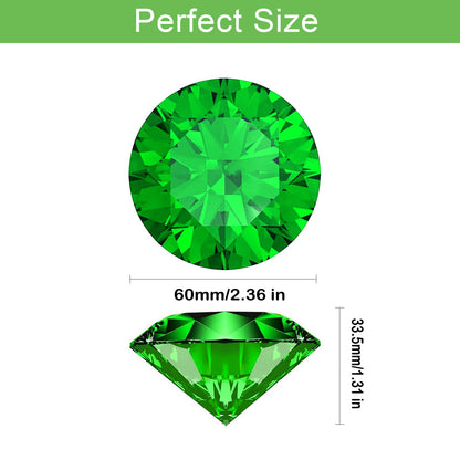 Hiziwimi 60mm Large Crystal Diamond Paperweight with Stand Jewels Wedding Decorations Centerpieces Home Decor (2.36 in, Green)