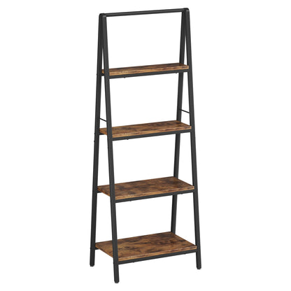 Homeiju Ladder Shelf, 4-Tier Leaning Ladder Bookshelf, Rustic and Wood Ladder Shelf Bookcase, Industrial Ladder Shelf Storage Rack for Home Office, Bedroom, Bathroom or Kitchen