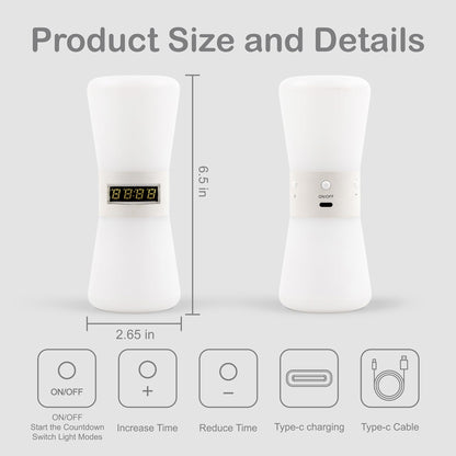 LED Visual Timer & Digital Hourglass, Rechargeable ADHD Timer for Kids and Adults, 1-99 Mins Adjustable Countdown Timer with Flowing Light, Portable Electronic Sand Timer for Classroom, Home