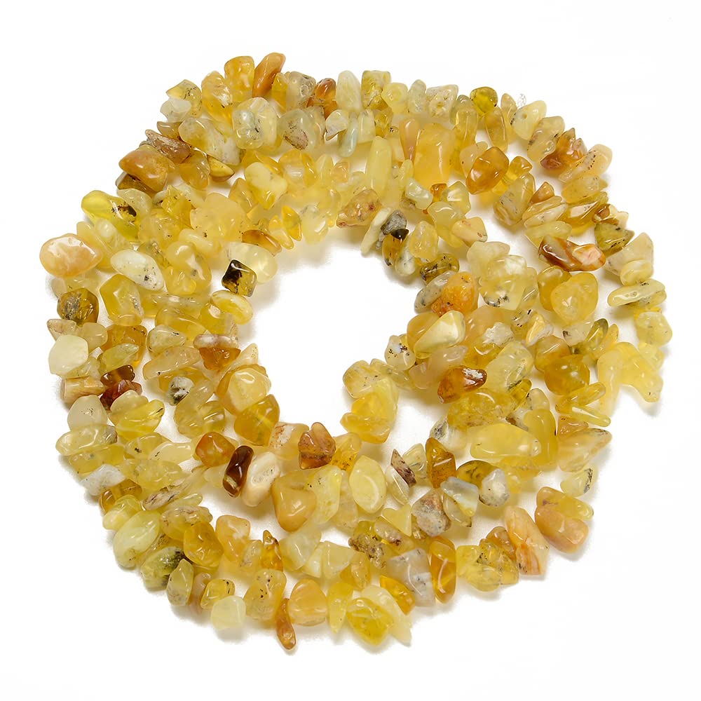 jodaying 7-8mm Natural Yellow Opal Gemstone Chips Healing Gravel Bracelets Necklace Kit Irregular Tumble Stone Beads DIY Crafts Design Jewelry Making 32"