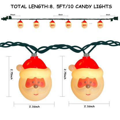 Christmas Santa Claus String Lights, 8.5Ft Christmas Decorations String Lights with 10 Santa Claus, Plug in Waterproof Novelty Fairy Light for Indoor Home Kid's Room Xmas Tree Winter Party Decor