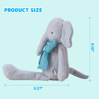 CUDDLE CORNER Stuffed Animal Organic Cotton Baby Plush Toys, 9” Organic Sitting Elephant with Rattle Soft Cuddly Toy for Boys and Girls