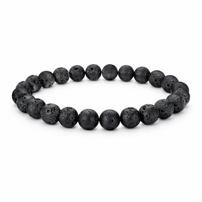 Elm City Direct 8mm Natural Stone Beaded Bracelet – Unisex Crystal Stretch Bracelets for Men & Women, Chakra & Healing Jewelry, Gift-Ready Beaded Bracelets (Lava Rock, 8mm)