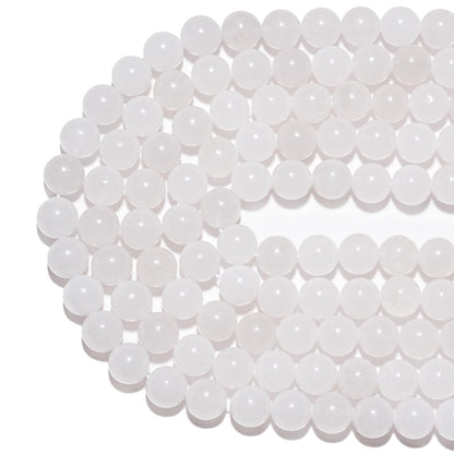 8mm Natural White Jade Gemstone Beads Polished Round Smooth Stone Beads for Bracelets Jewelry Making 15inch Loose Beads