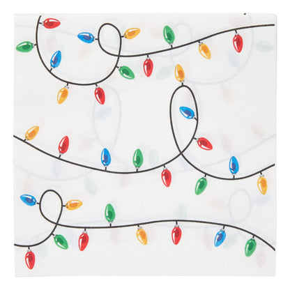 Luncheon Paper Napkins - Absorbent & Soft Party Napkins - Durable 2-Ply for Table Protection - Decorative String Lights for Table Decor - 6.5 x 6.5 in Folded, Pack of 100