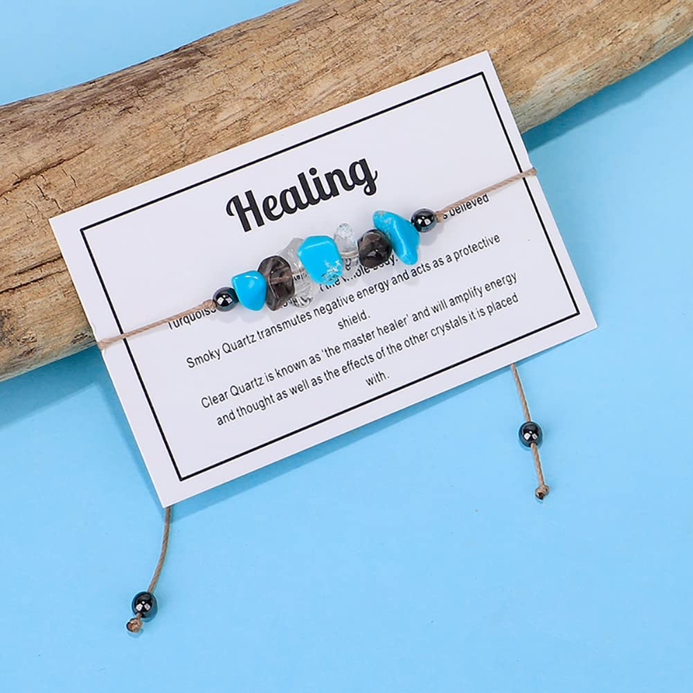 Crystal Bracelet for Women Men Spiritual Crystals and Healing Stones Bracelets Natural Healing Crystal Beads Bracelet Amethyst Gem Bracelet for Anxiety Relief Healing Crystals Jewelry (Healing)