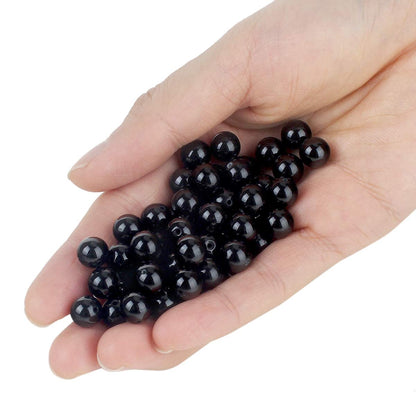 70PCS Natural 8MM Healing Gemstone, Black Tourmaline Energy Stone Round Loose Beads, Semi-Precious Crystal Beads with Free Elastic String for Jewelry Making DIY