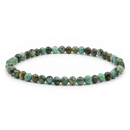 Angelstones Natural African Turquoise Gemstone Small Beaded Stretch Bracelet, 4mm Faceted Round Beads, Crystal Healing Bracelet for Women