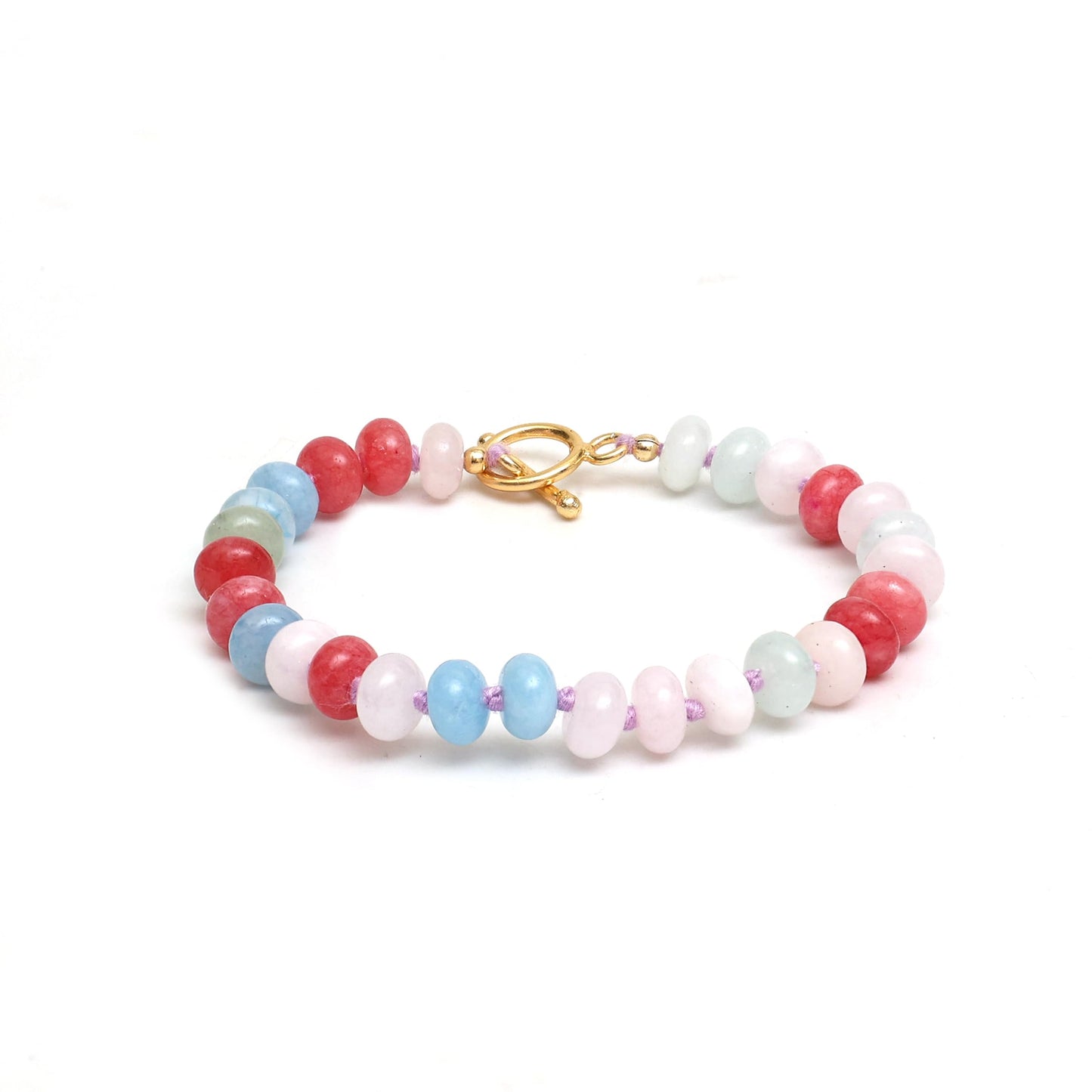 Gempires Smooth Beads Colorful Bracelet Handmade Beaded Crystal Jewelry Hypoallergenic Healing Gemstone Bracelets For Women 8 Inch Gold Plated Elegant Gift For Her