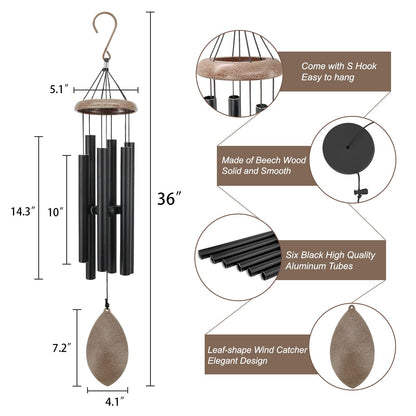 ASTARIN Wind Chimes for Outside Deep Tone,36 Inch Windchime Outdoors，Chimes for Outdoors,Sympathy Wind Chimes Memorial for Mom Dad，All Metal Wind Chime