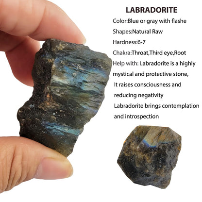3-5Pcs Labradorite Natural Raw Crystals 1''-2'' Rough Stones Rocks for Tumbling Polishing Cabbing Gemstones Crystals and Healing Stones for Wicca Reiki,Fountian Rocks for Decorations (Labradorite)