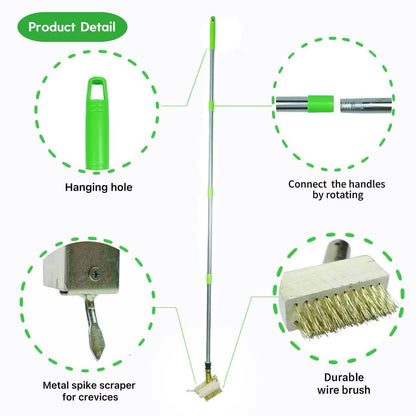Deck Moss Cleaning Tool, Featuring a 63-inch Adjustable Handle, Includes 2 Replaceable Brush Heads and Gardening Gloves, Suitable for Crevice Cleaning, Moss Killer, and roof Moss Killer