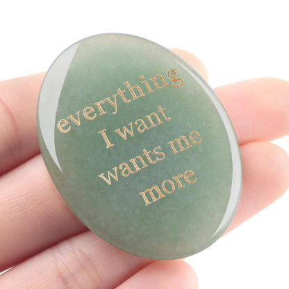 DUQGUHO Green Aventurine Crsytal Encouragement Gifts for Women Everything I Want Wants Me More Positive Anxiety Relief Items Pocket Hug Stones Emotional Calming Sobriety Gifts for Women Men