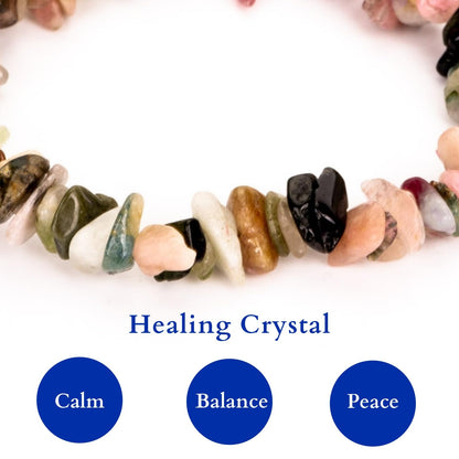 Herxion Tourmaline Bracelet for Women & Men- Natural Raw Protection Bracelet, Irregular Chips Stretch Healing Crystals Bracelets Anxiety Relief Jewelry for Calm, Balance & Peace