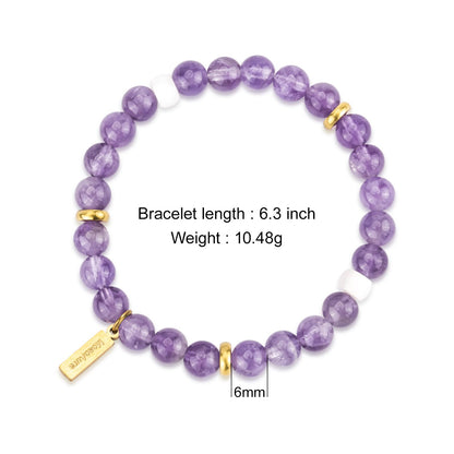 MesoAura Natural Garnet Bracelet – handmade Crystal Healing Jewelry for Women & Men – Root Chakra Balance, Vitality & Courage Energy Stone – Zodiac Capricorn Aquarius – Spiritual Gemstone Beaded Bracelet (Crown Chakra – Amethyst Arpeggio bracelet)