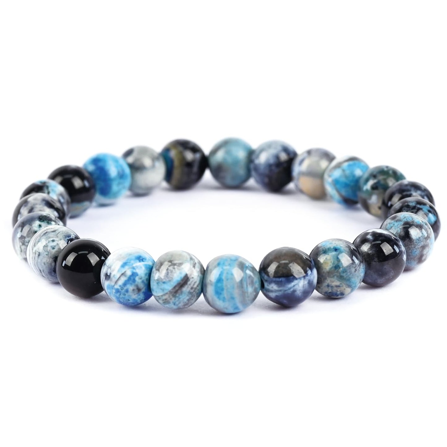 PZTIIY Crystal Bracelet - Natural Energy Crystal Bracelet for Men and Women (ZLY-Lake blue agate)