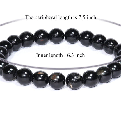 DAZCOLO 8mm Natural Gemstone Stretch Bracelet, Handmade Unisex Crystal Bracelets for Meditation, Yoga, Spiritual Healing & Positive Energy (Black Tourmaline)