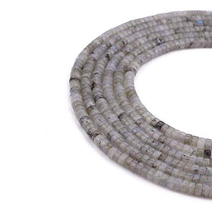 BEADIA Natural Spectrolite Spacer Beads Caps Loose Semi Gemstone for Beading Jewelry Making 4mmx2mm 38cm