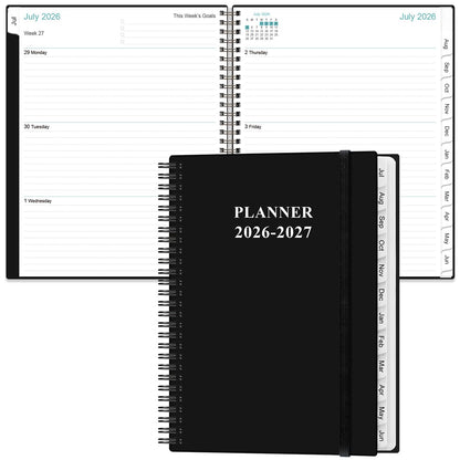 2026-2027 Planner - 8.5" x 11" Weekly Monthly Planner from July 2026 to June 2027 with 12 Monthly Tabs, Inner Pocket, Elastic Closure, Black