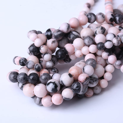 45PCS 8MM Natural Pink Zebra Jaspers Beads Round Loose Stone Beads for Jewelry Making DIY Energy Stone Healing Power Bracelet 15"