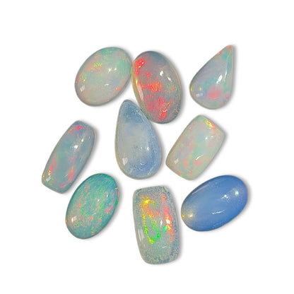 Natural 2 Cts Calibrated AAAA+ Ethiopian Opal Gemstones Cabochons Lot 4-6 MM Multi Fire Welo Opal Stones for Jewelry Making Supplies Healing Crystals Gems Loose Gemstones 7-10 Pcs