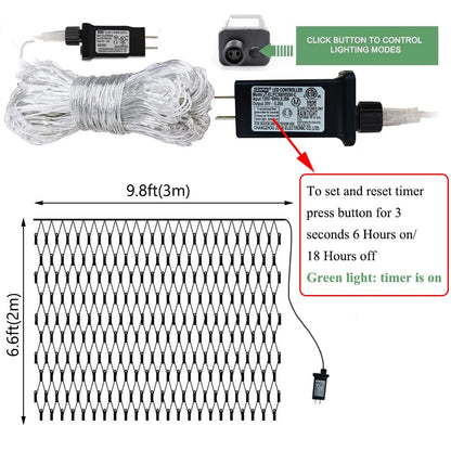 Pink Net Light Valentine’s Day Decor Mesh Lights, 240LED Timer Tree Warp Fairy Lights Outdoor Hanging String Light for Home, Bedroom, Garden, Walkway, Bushes, Christmas Decor-9.8ft x 6.6ft(Pink)