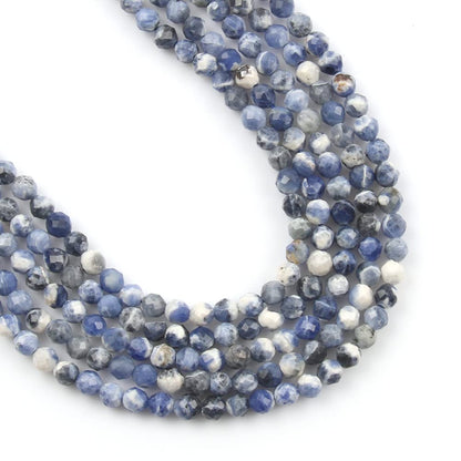 Song Xi 120pcs 3mm Natural New Blue Sodalite Gemstone Beads Faceted Round Loose Stone Beads for Jewelry Making