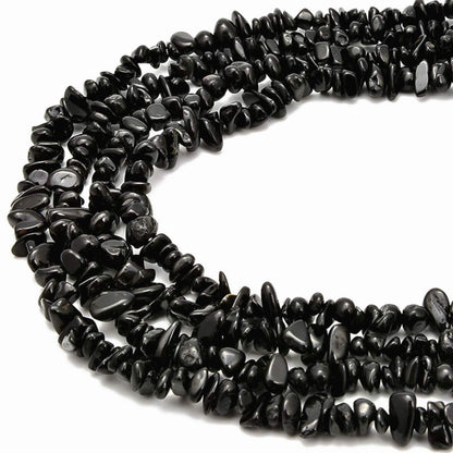 PLTbeads Gemstone Chips Natural Black Tourmaline 3-5mm Healing Crystals Waist Bracelets Necklace Kit Irregular Stone DIY Crafts Design Jewelry Making Approxi 32 inch