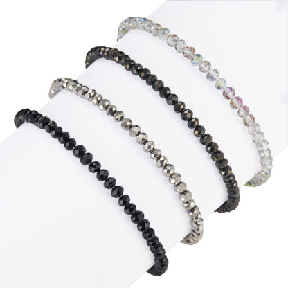 Noessla Beaded Boho Stretch Bracelet Colorful Stackable Crystal Beads Bracelets Trendy Costume Jewelry Mothers Day Gifts for Women(Black)