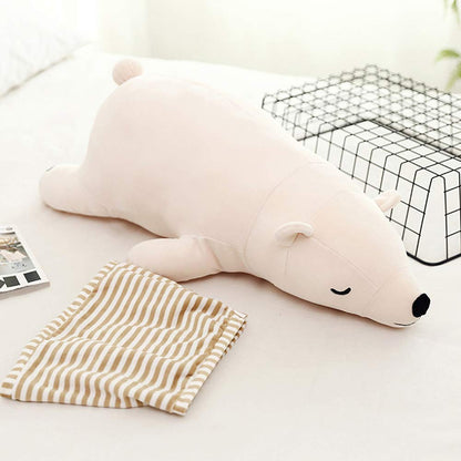MMTTAO Stuffed Polar Bear Animal Plush Toy 20 Inch Large White Sleeping Bear Animal Stuff Soft Plushies Cute Dolls Collection Huggable Pillow Cushion Birthday Gift for Kids Child Boys Girls, 20Inches