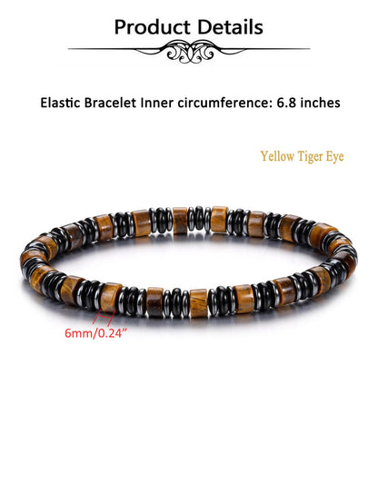 Top Plaza Triple Protection Bracelet for Men Tiger Eye Black Obsidian Hematite Bracelet Natural Handmade Gemstone Beaded Bracelets Balance Meditation Jewelry Christmas Gifts