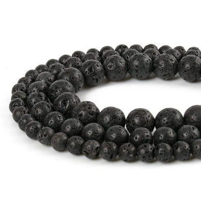 45pcs 8mm Natural Stone Beads Black Lava Beads Energy Crystal Power Gemstone for Jewelry Making, DIY Bracelet Necklace