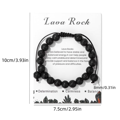 Lava Stone Bracelet for Men Women 8mm Dainty Handmade Adjustable Lava Bead Bracelet Healing Crystal Bracelet Gemstone Bracelets Lava Rock Bracelets for Women