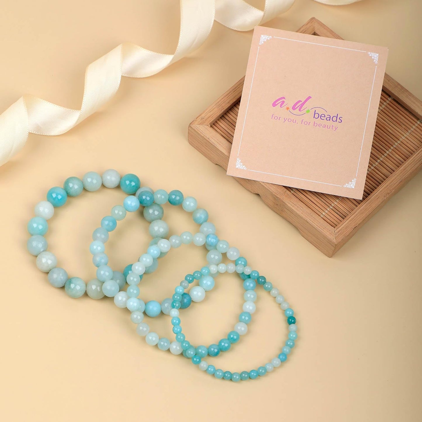 AD Beads Handmade Gemstone Stretch Elastic Bracelet Crystal Healing Reiki Nature's Beauty and Spiritual Essence Unisex (4mm, Amazonite (Unlock Your True Self))
