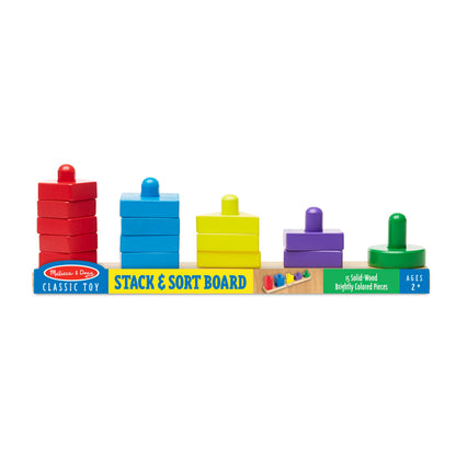 Melissa & Doug Stack and Sort Board - Wooden Educational Toy With 15 Solid Wood Pieces