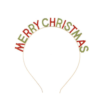 Soochat Merry Christmas Rhinestone Headbands, Xmas Crystal Hair Hoops Christmas Party Headdress Hair Accessory for Women Girls, Multicolor, 6.5Inch-6.5 Inch