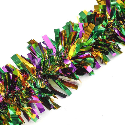 33Ft Christmas Tinsel Garland, Gold Green Purple Metallic Twist Foil Tinsel Garland Hanging Decor for Christmas Tree Birthday Kwanzaa Party Indoor Outdoor Party Supplies - Gold Green Purple