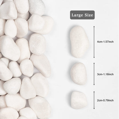 Ausluru 5lbs White Natural River Rocks, Polished Pebbles for Plants Garden, 1-2 inch Decorative White Stones, Ideal for Fish Tank, Vases, Crafting, Home Decor and Garden Landscaping Rocks,White