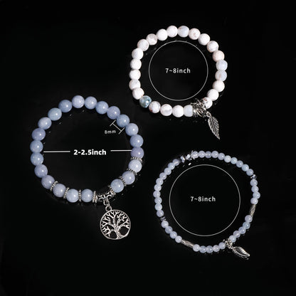 Jardme Rose Quartz Healing Pink Crystal Bracelets for Women, 8mm Beaded Natural Stone Stretch Chakra Bracelets Tree of Life Bracelet Jewelry Gifts for Women