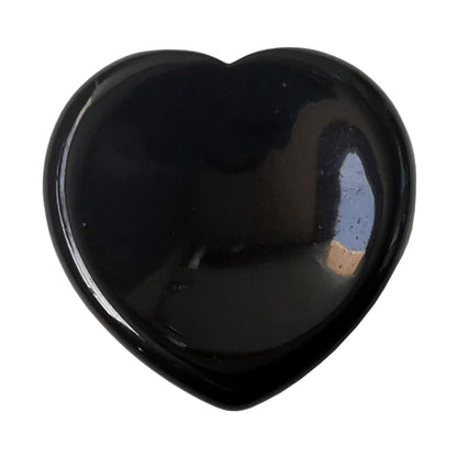 Bacatgem Natural Black Obsidian Heart Chakra Thumb Worry Stone,Hand Carved Healing Crystal Shaped Stone for Anxiety Stress Relief Meditation