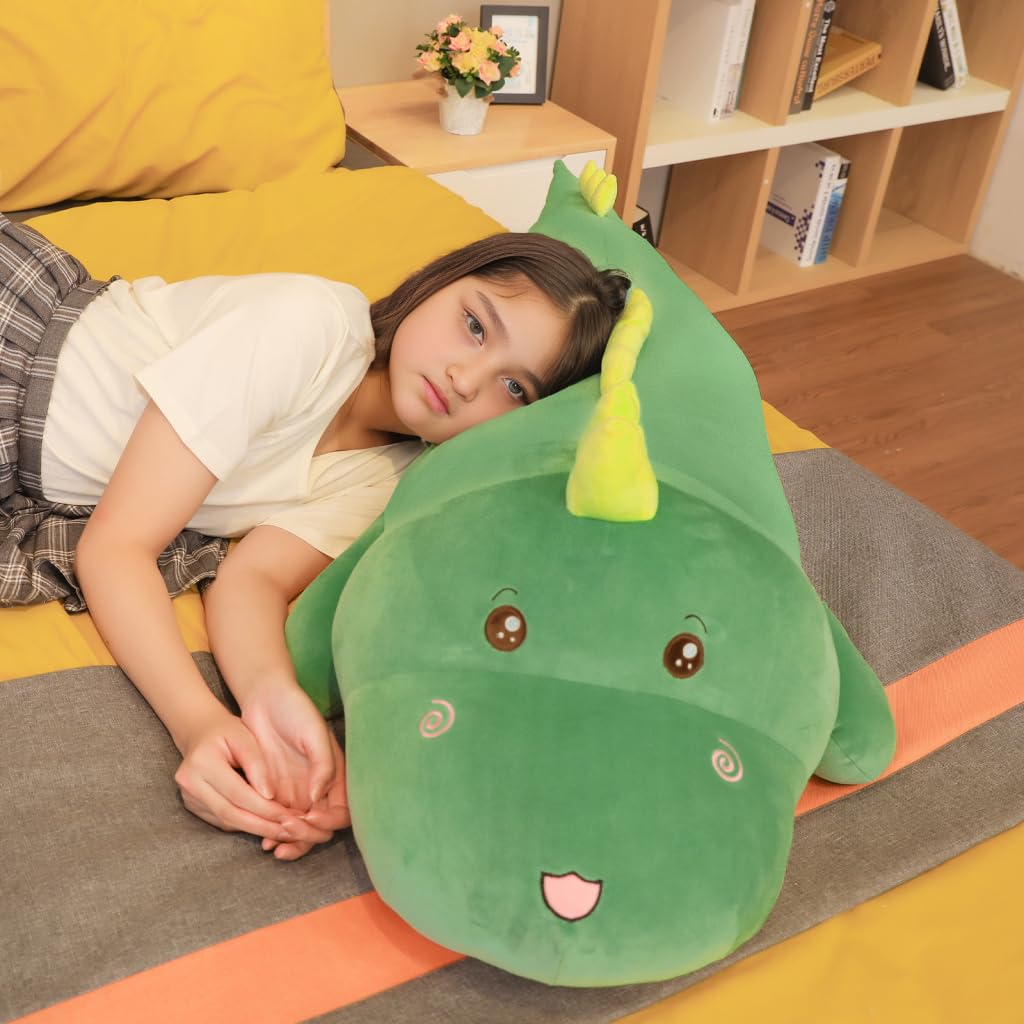 Tianmihou 68 Inch Jumbo Dinosaur Plush Toy Pillow, Giant Stuffed Animals, Big Large Dinosaur 5.6 Feet Plushie Huge Stuffed Toys Cute Cuddle Body Pillow, Gift for Kids, Boy, Birthday