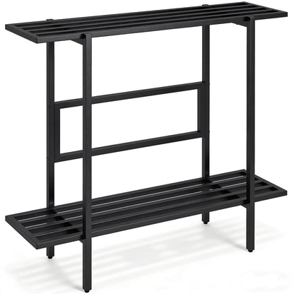 LLAXERGU Heavy Duty Plant Stand Outdoor Indoor, Large Metal Plant Stand 48" L x 10" W x 38" H Outdoor Plant Stands 2-Tier Flower Pot Stand 500 LBS Capacity for Patio Garden