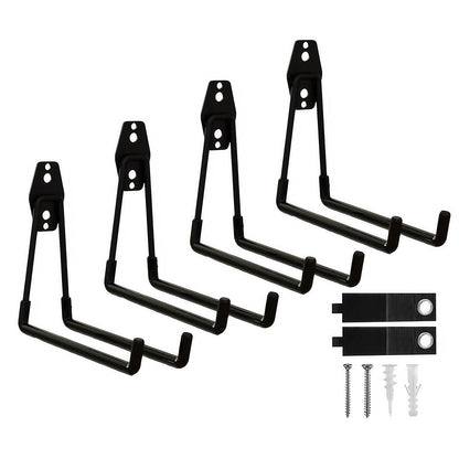 CRXCRC Garage Hooks, 4 Pack 7.7inch Large Square Wall Hooks for Hanging Heavy Duty Ladders, Bikes, Tools Ideal for Garage, Garden, Basement Utility Room Storage (Black)