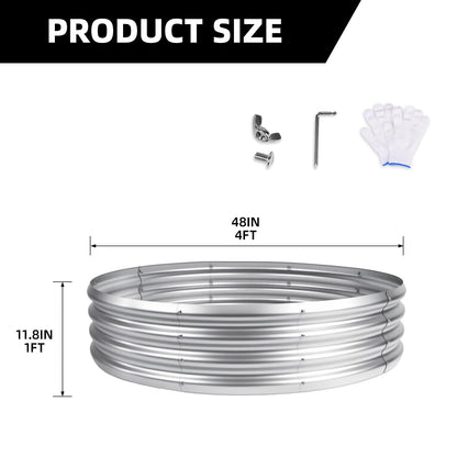 48 Inch Fire Pit Ring for Outside, 4FT Diameter Wood Burning Fire Ring, Large Round Galvanized Steel Fire Pit, Metal Outdoor Fireplace for Backyard, Patio, Camping, Bonfire (Silver)