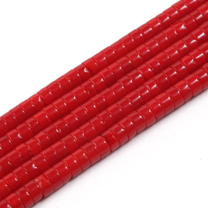NITOPUPU 150Pcs 4×2mm Natural Red Coral Spacer Stone Beads for Jewelry Making Supplies, Loose Semi Flat Round Gemstone Tube Beads for Bracelets DIY Crafts