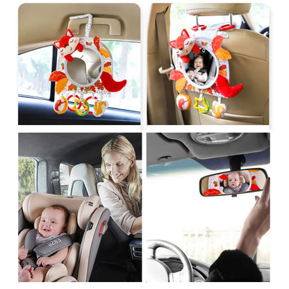 Caterbee Baby Activity Hanging Toy with in-Sight Car Mirror for car seat, Stroller, Crib and Tummy time (Fox)