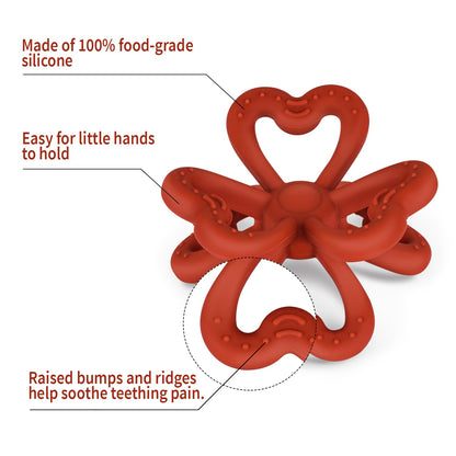 Haakaa Clover Baby Fruit Feeder & Haakaa Silicone Clover Teether(Steel Blue & Copper)