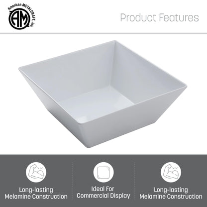 American Metalcraft MELSQ117 Endurance Melamine 12" Square Bowl, 208-Ounce, White